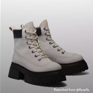 NEW Timberland  Platform Lace Up Leather Combat Boots White size 10